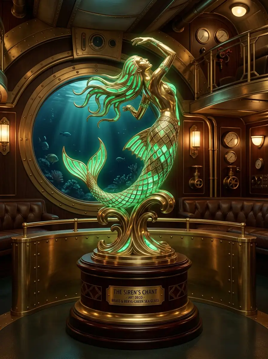 Art Deco brass siren sculpture