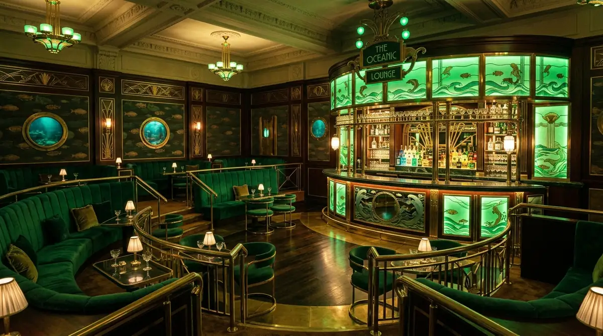 Luxurious vintage sunken lounge bar